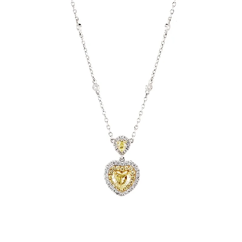 Diamond and Gold Necklaces-Yellow & White Diamond Pendant Necklace