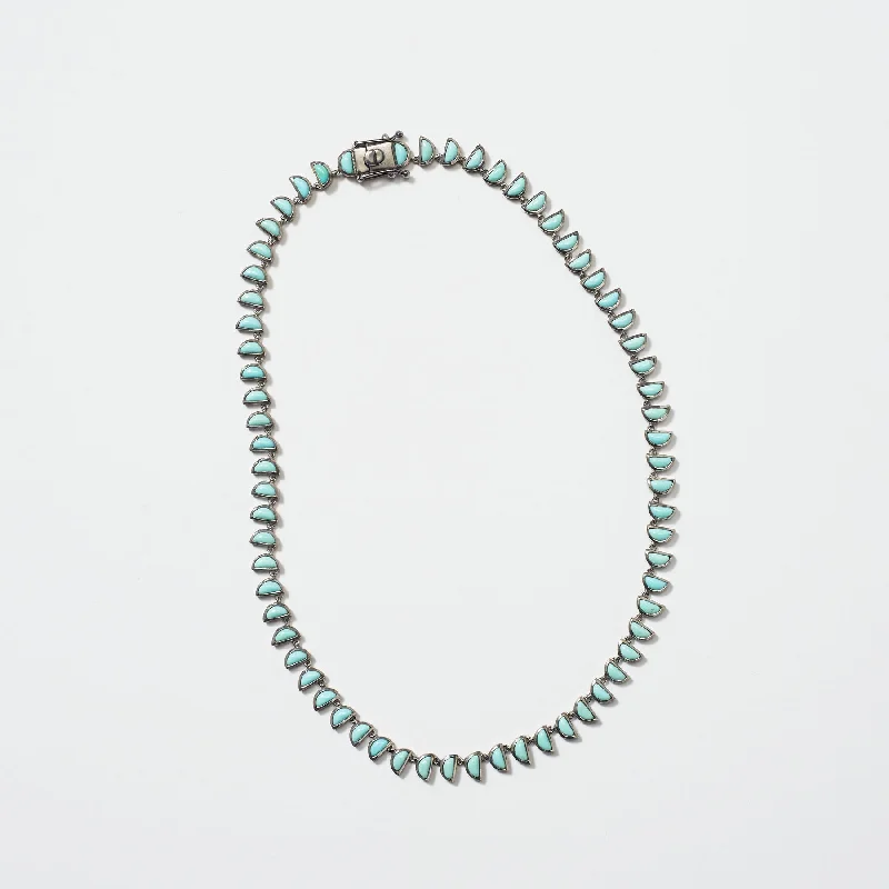 Statement Necklaces for Events-Small Turquoise Worm Riviere Necklace