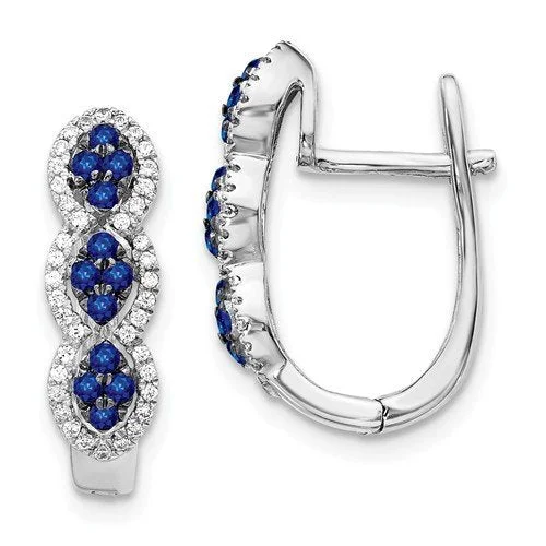 Pearl Drop Earrings-Trendy Silver Earrings-14KT GOLD 0.32 CTW SAPPHIRE & 0.24 CTW DIAMOND CLUSTER HOOP EARRINGS