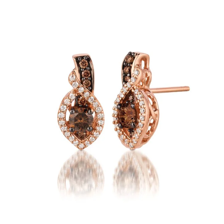 Rose Gold Stud Earrings-Multi-Layer Earrings-Le Vian 14K Strawberry Gold Earrings