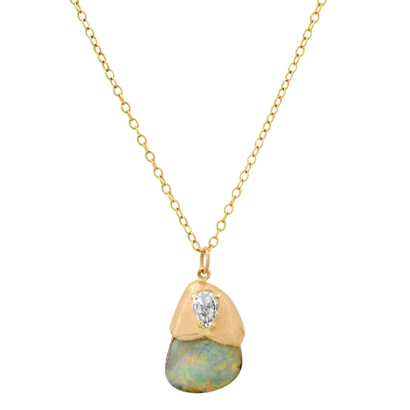 Vintage Inspired Necklaces-Melted Opal Necklace