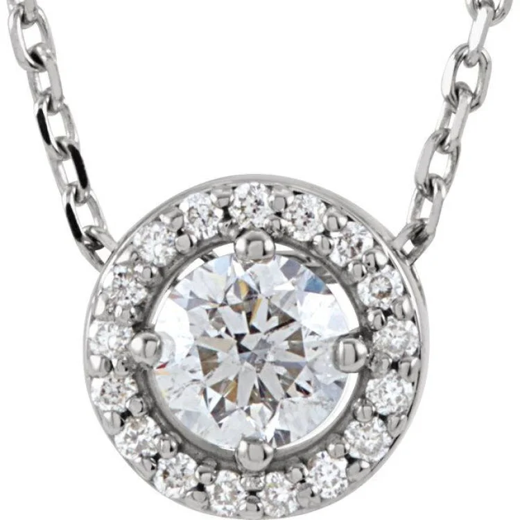 Unique Silver Necklaces for Women-14K White 1/5 CTW Natural Diamond Halo-Style 16" Necklace