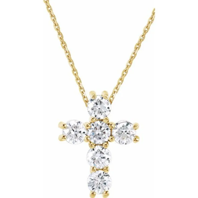 Rose Gold Necklace for Weddings-14K Yellow 1/3 CTW Natural Diamond Cross 18" Necklace