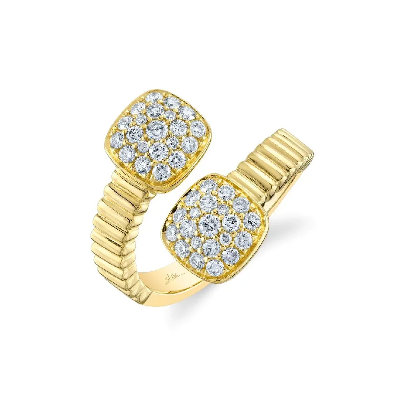 MonogramRings-Diamond Ribbed Bypass Ring