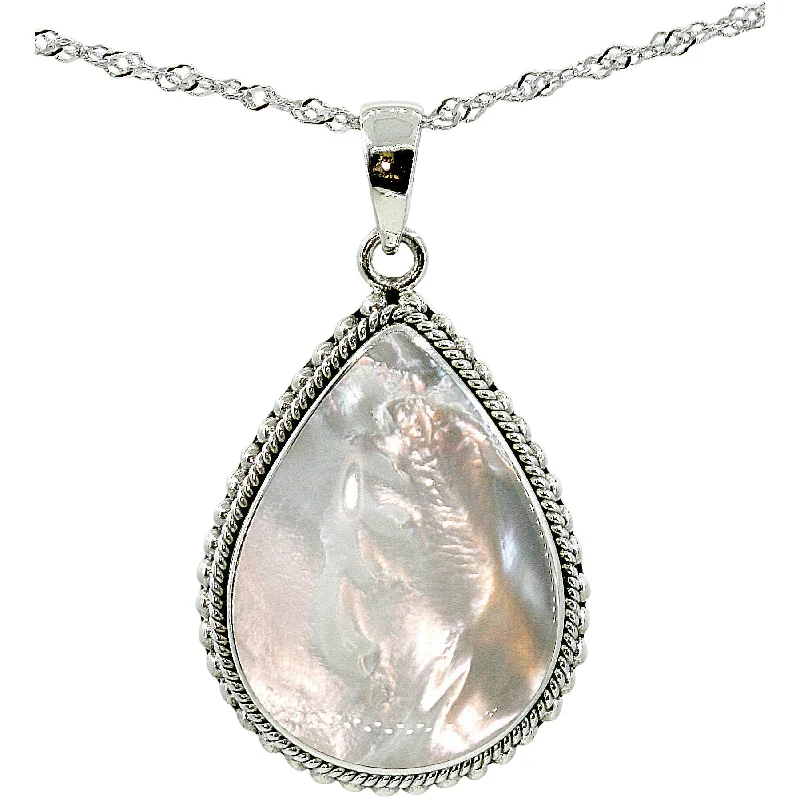 Romantic Jewelry Necklaces-Beautiful Pear Shaped Mother of Pearl Necklace