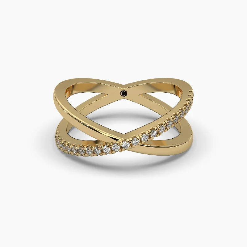 TributeRings-0.15ctw Round Lab Grown Diamond Crossover Fashion Ring | 14k Gold