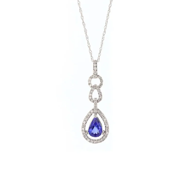 Custom Couples Name Necklaces-Tanzanite & Diamond Pendant Necklace