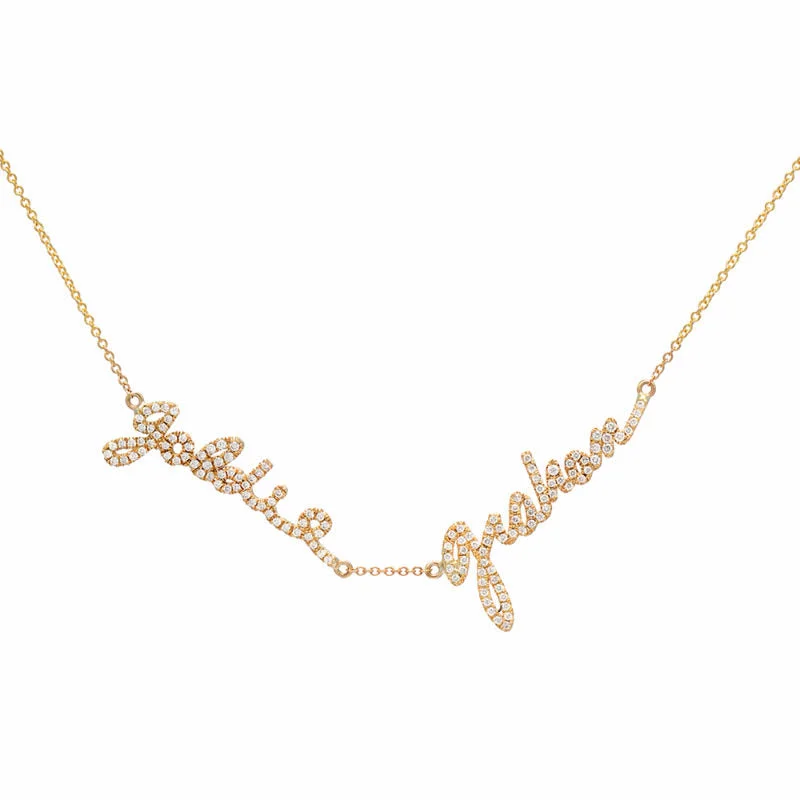 Real Gold Necklaces for Men-Double Name Custom Signature Necklace With Diamonds