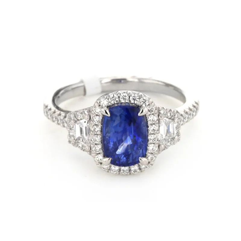 EngagementRings-Blue Sapphire & Diamond Ring