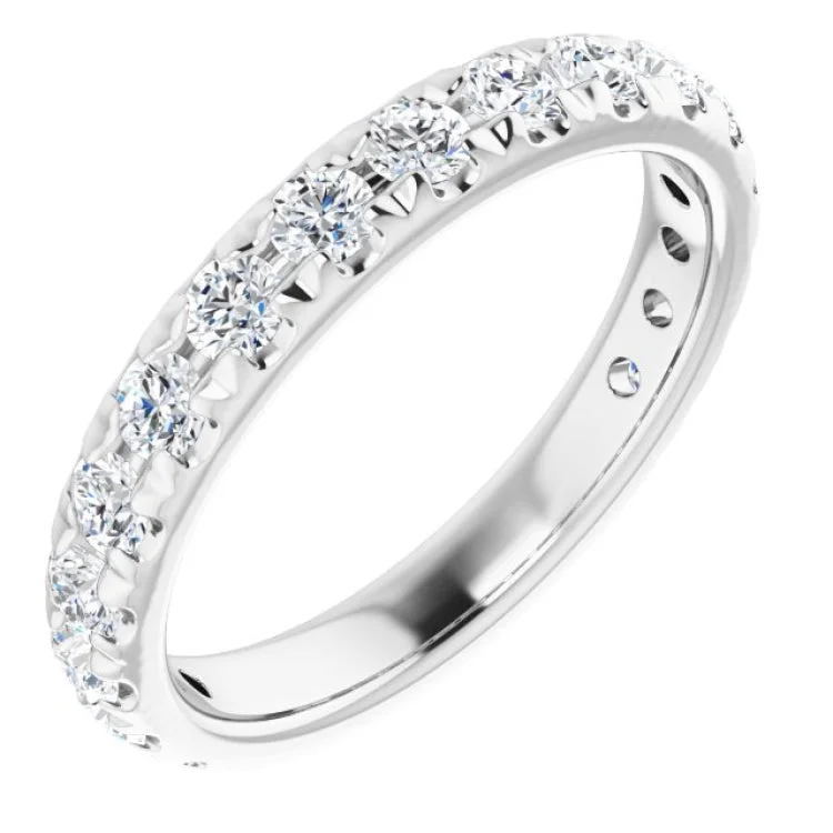 YellowGoldRings-Platinum 1 CTW Natural Diamond French-Set Anniversary Band