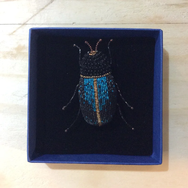 Brooch for sweater-Electric Blue Beetle Brooch