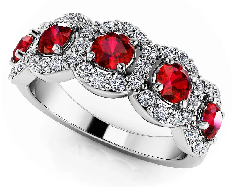 MeditationRings-Cherry Blossom Gemstone & Diamond Halo Ring