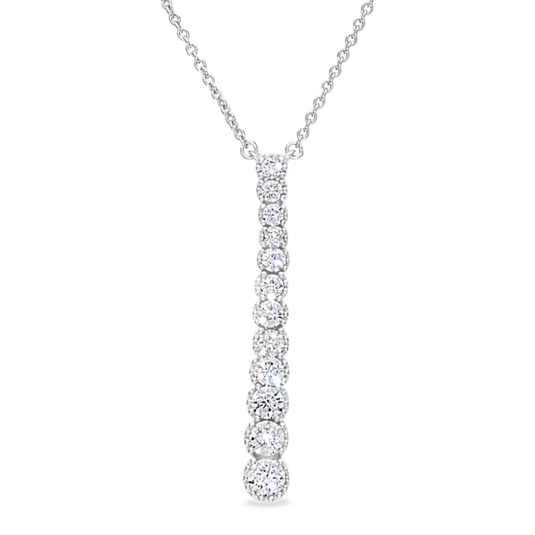 Luxury Necklaces with Gems-Platinum Finish Sterling Silver Micropave Drop Pendant with Simulated Diamonds on 16" - 18" Adjustable Chain