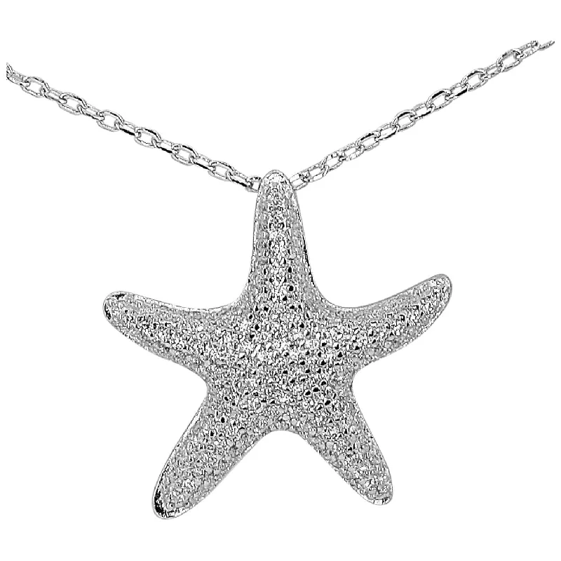 Vintage Silver Necklaces-Dazzle Starfish Necklace