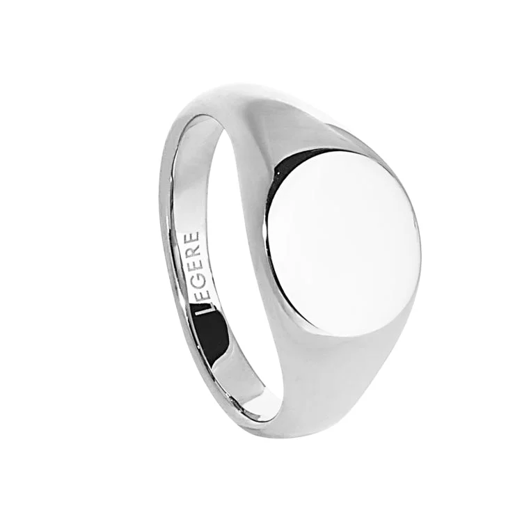 GeometricRings-Stainless Steel Round Signet Ring  - Size 11