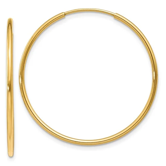 Unique Drop Earrings-Monogram Earrings-14k Yellow Gold 30mm x 1.25mm Endless Hoop Earrings