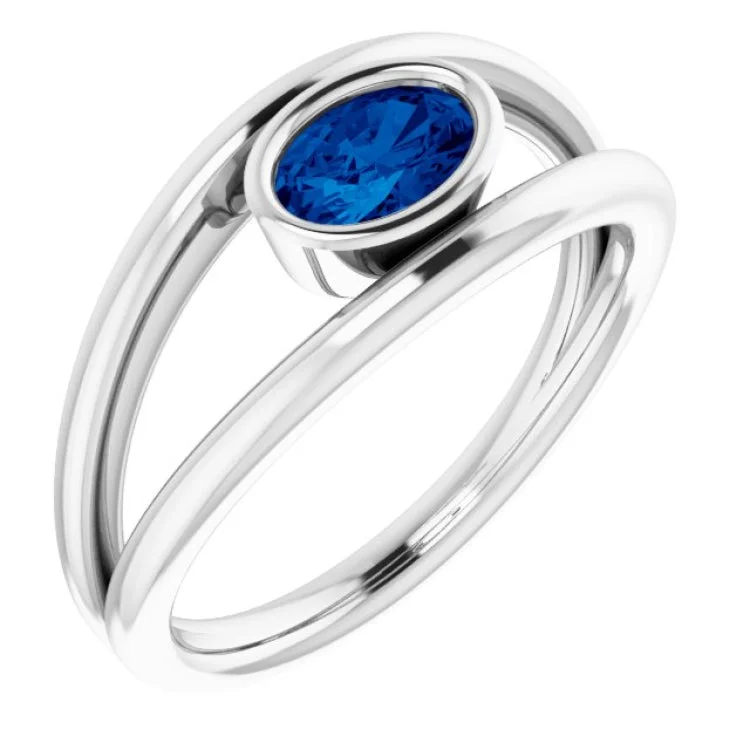 ModernRings-Platinum Natural Blue Sapphire Ring