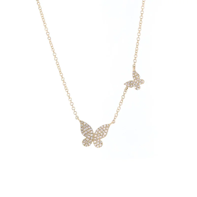 Necklaces for Wedding Anniversary-0.18 ctw Diamond Butterfly Necklace