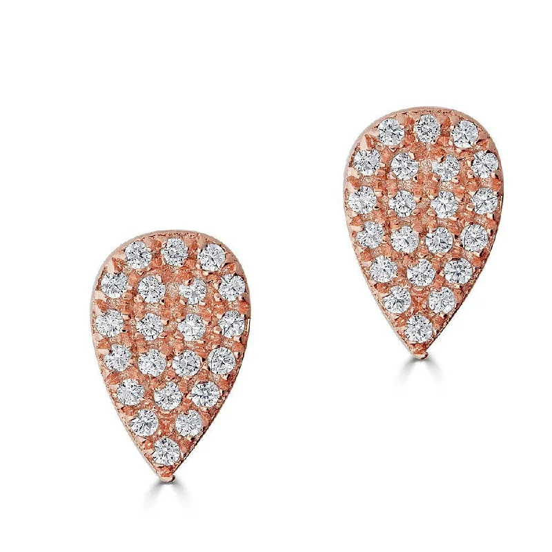 Rose Gold Drop Earrings-Color Block Earrings-14KT Gold .16 CTW Diamond Pear Stud Earrings