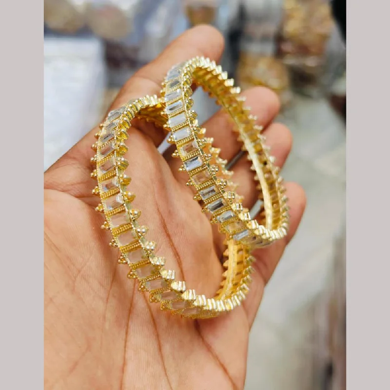 Bangles For Matching Bridal Accessories-Manisha Jewellery Gold Plated Crystal  Stone Bangles Set