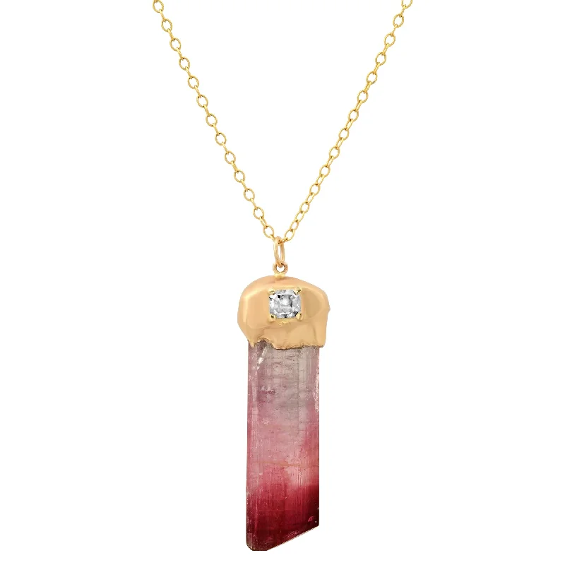 Natural Gemstone Necklaces-Tourmaline Crystal Necklace