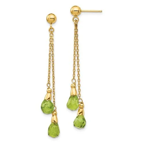 Elegant Hoop Earrings for Women-Circle Earrings-14KT YELLOW GOLD PERIDOT DANGLE EARRINGS