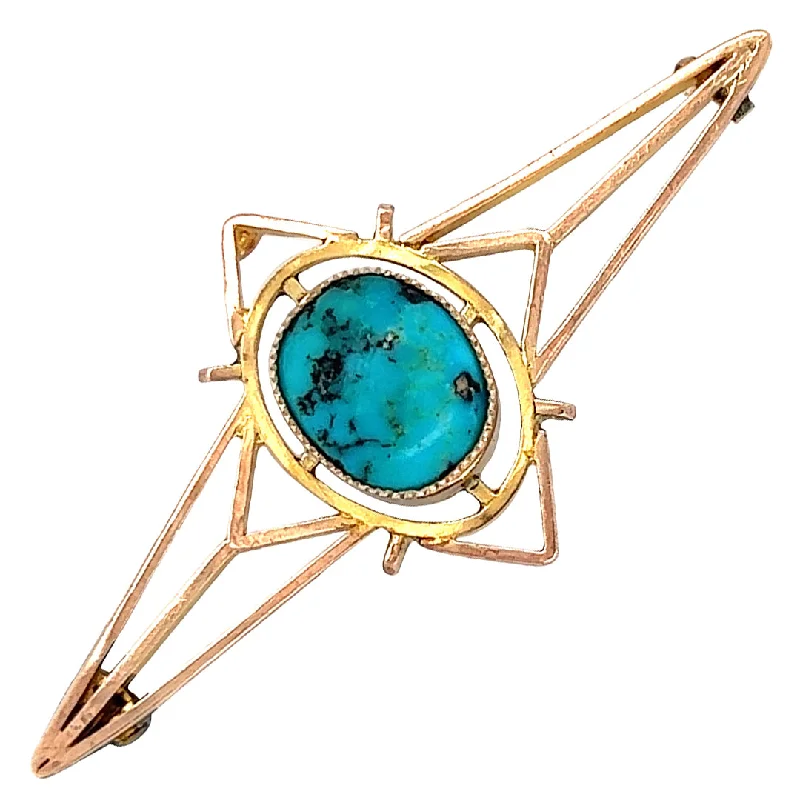 Retro gold brooch-Matrix Turquoise Brooch