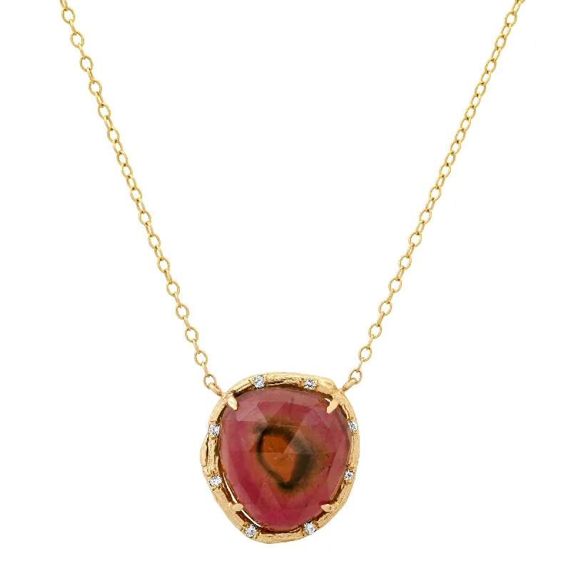 Silver Necklaces for Women-Rosecut Tourmaline Necklace