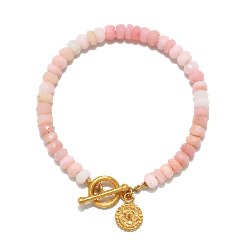 LapisLazuliBracelets-Healing Beginnings Lotus Pink Opal Toggle Bracelet