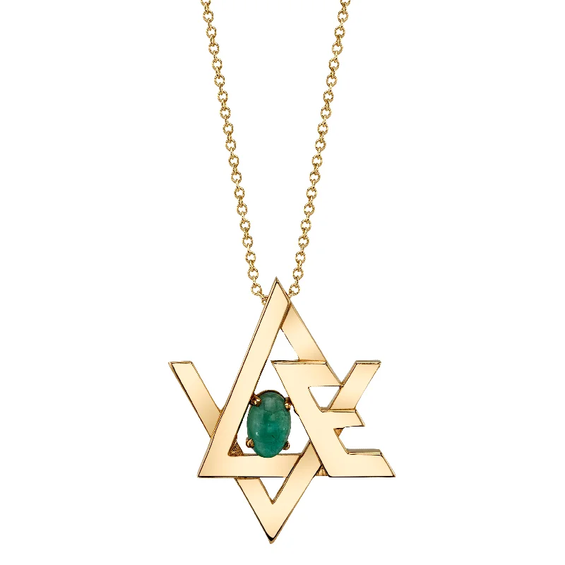 Unique Gemstone Pendant Necklaces-Star of David "Love" Necklace