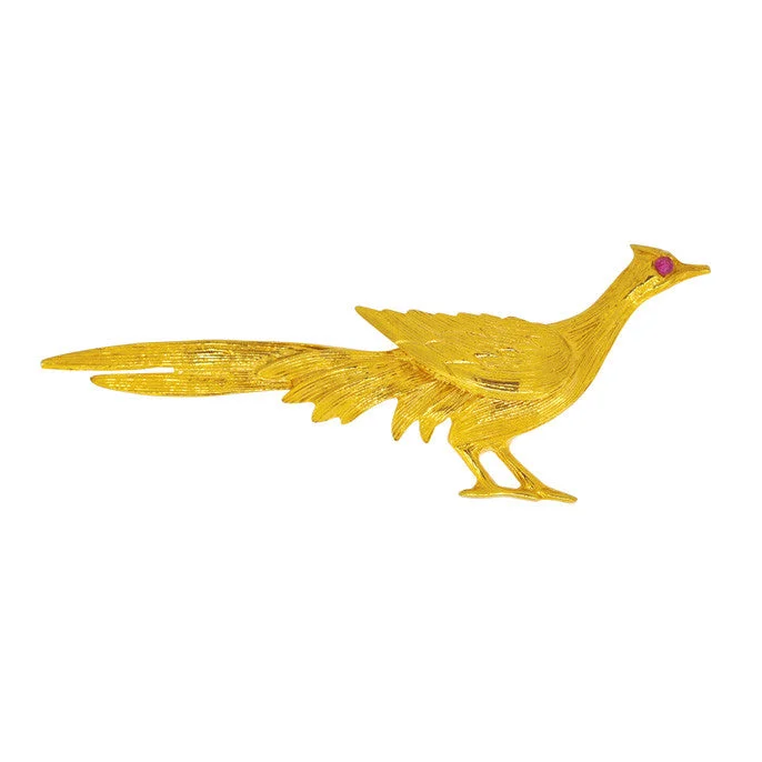 Unique pin brooch-Gold Pheasant Brooch