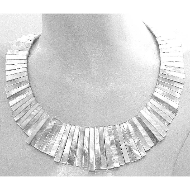 Long Silver Necklaces-Contempo Mother of Pearl Necklace