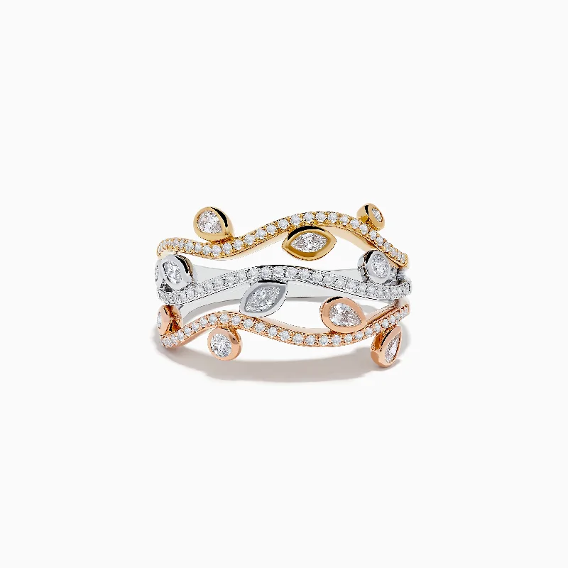 SandRings-Trio 14K Tri Color Gold Diamond Ring