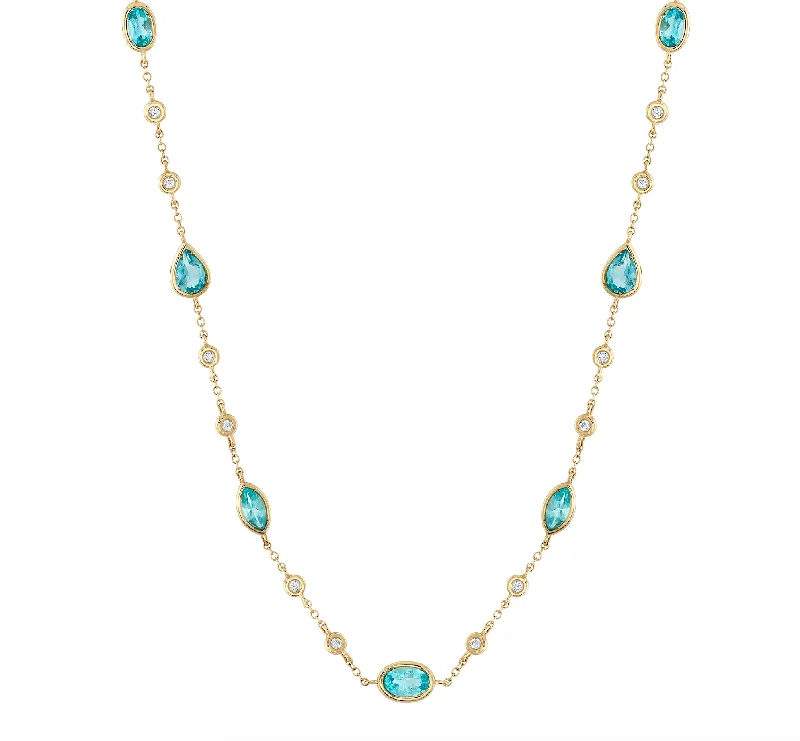 Fashion Pendant Necklaces-Topaz Diamond Train Necklace