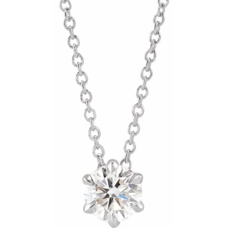 Elegant Women’s Necklaces-14K White 1/2 CT Lab-Grown Diamond Solitaire 16-18" Necklace