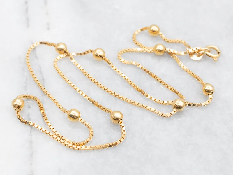 Best Necklaces for Anniversary Gifts-Beaded Gold Box Chain Necklace