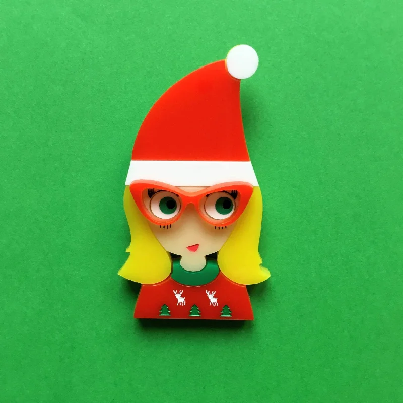 Small animal brooch-BRIGITTE Acrylic Brooch, Your 2019 Christmas Girl