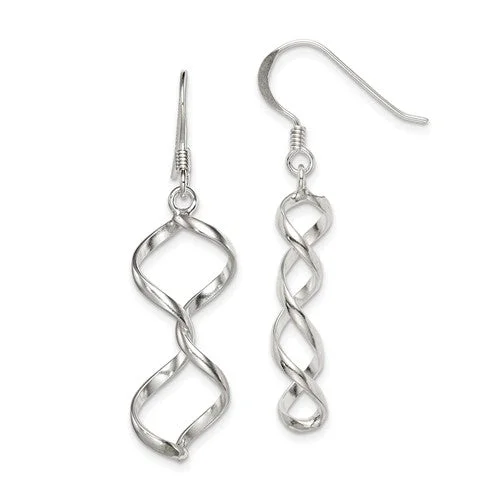 Trendy Silver Earrings-Flower Earrings-Sterling Silver Fancy Twist Dangle Earrings