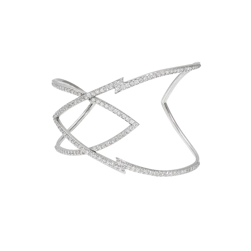 ValentineBracelets-18k White Gold Diamond Stardust Marquise Cuff