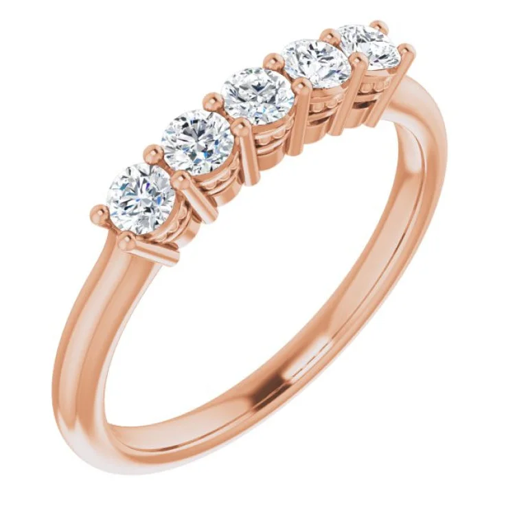 MoissaniteRings-14K Rose 1/3 CTW Natural Diamond Anniversary Band