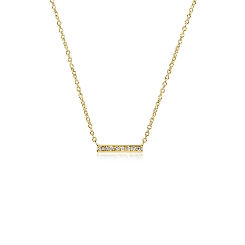 Monogrammed Silver Necklaces-0.06 ctw Diamond Bar Necklace