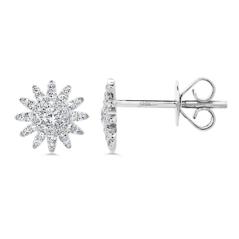 Hoop Earrings for Women-Smooth Earrings-14KT GOLD 0.24 CTW DIAMOND STARBURST STUD EARRINGS