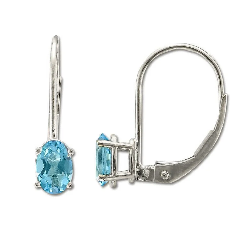 Colorful Drop Hoop Earrings-Elegant Pearl Earrings-14KT WHITE GOLD 1.00 CTW BLUE TOPAZ LEVERBACK EARRINGS