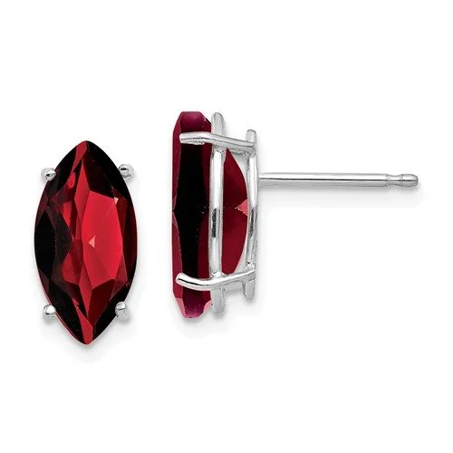 Wedding Drop Earrings-Multi-Drop Earrings-14KT WHITE GOLD 2.40 CTW MARQUISE GARNET STUD EARRINGS