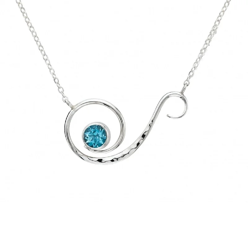 Engraved Gold Necklaces-Blue Topaz Sterling Silver Necklace