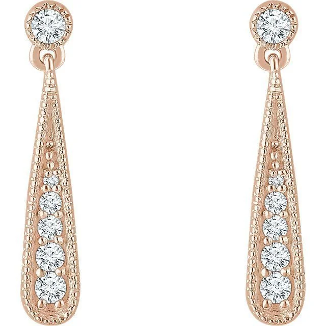 Round Drop Earrings-Modern Earrings-14KT GOLD 1/6 CTW DIAMOND TEARDROP EARRINGS