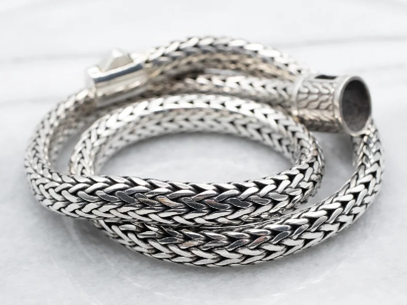 Men’s Silver Chain Necklaces-Sterling Silver Woven Collar Necklace