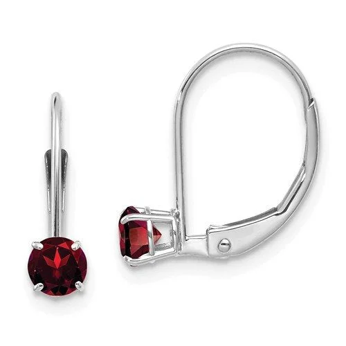 Birthday Stud Earrings-Funky Earrings-14KT WHITE GOLD 0.60 CTW GARNET LEVERBACK DROP EARRINGS