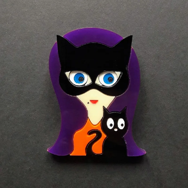 Antique brooch-KITTY Acrylic Brooch, Halloween Limited Numbered Edition