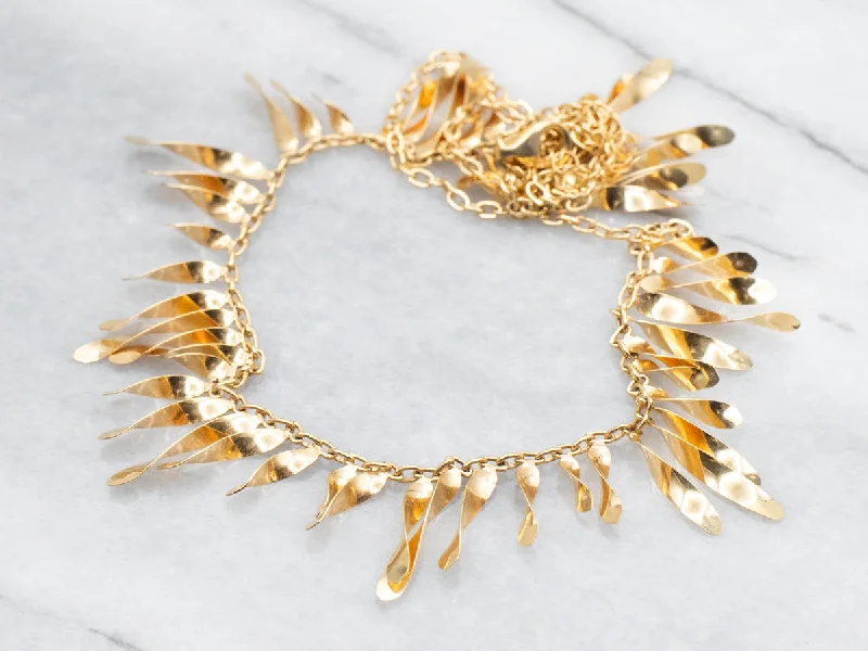 Diamond and Gold Necklaces-Adjustable Fringe Necklace with Lobster Clasp